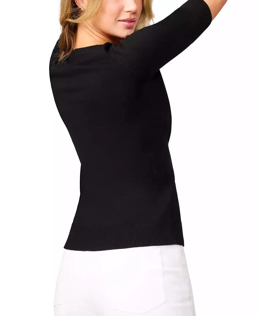 Melissa Paige Women's Crew-Neck Elbow-Sleeve Fine-Gauge Sweater 3