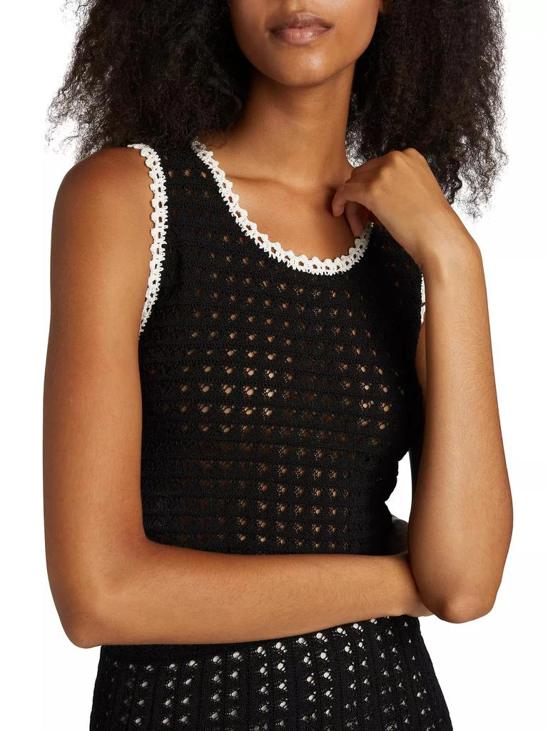 Alice + Olivia Kamila Pointelle Crop Tank 6