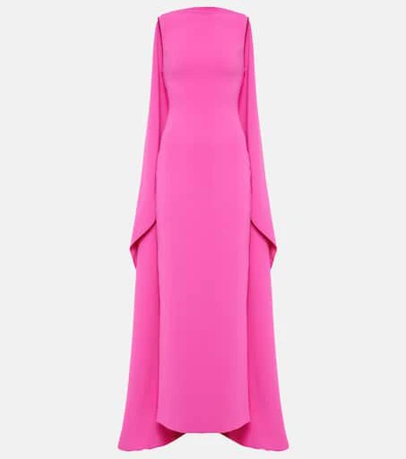 SOLACE LONDON Kaila caped crêpe gown 1