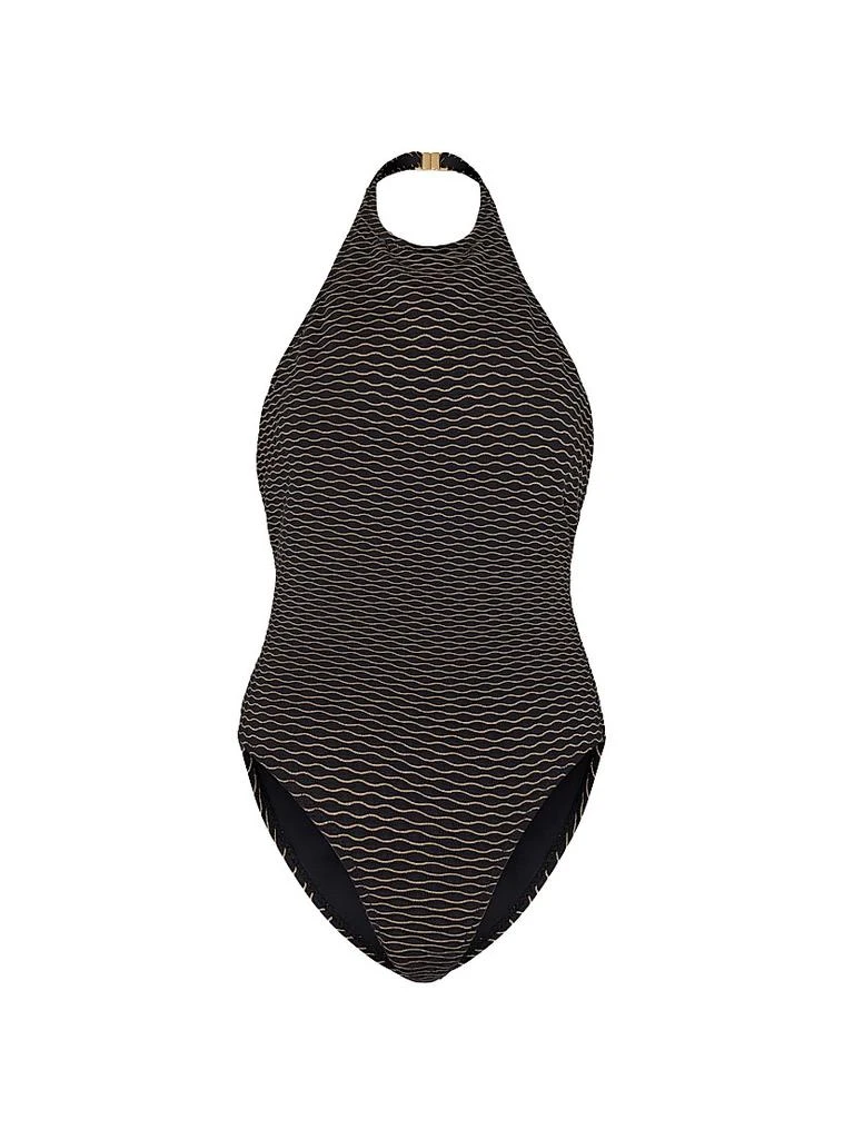 Milly Jackie Textured Halterneck One-Piece Swimsuit 1