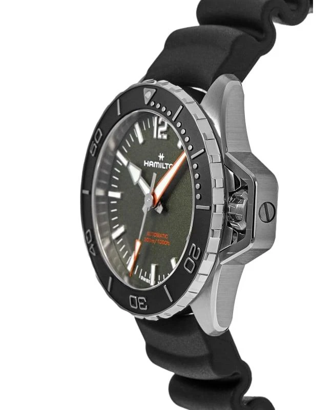 Hamilton Hamilton Khaki Navy Frogman Automatic Green Dial Rubber Strap Men's Watch H77455360 3