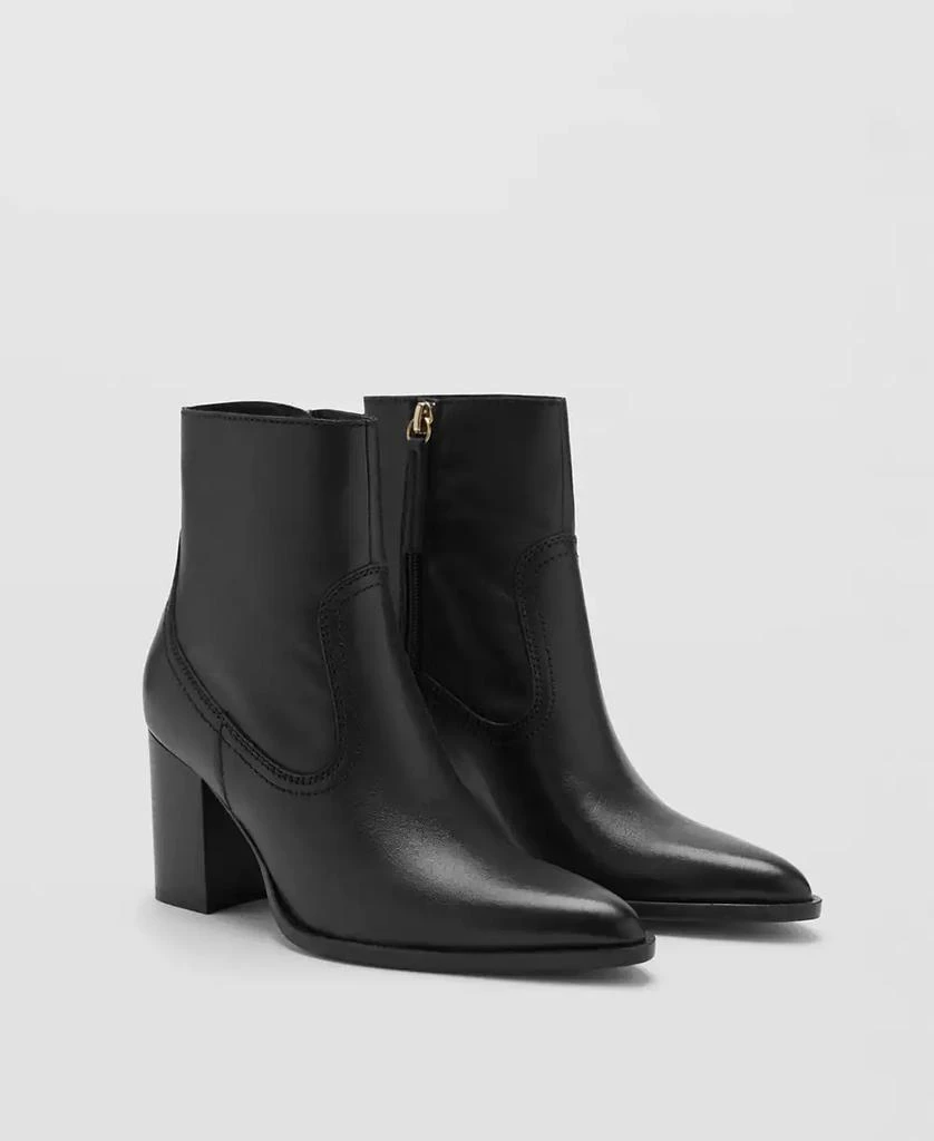 Mango Women's Leather Pointed Ankle Boots 1