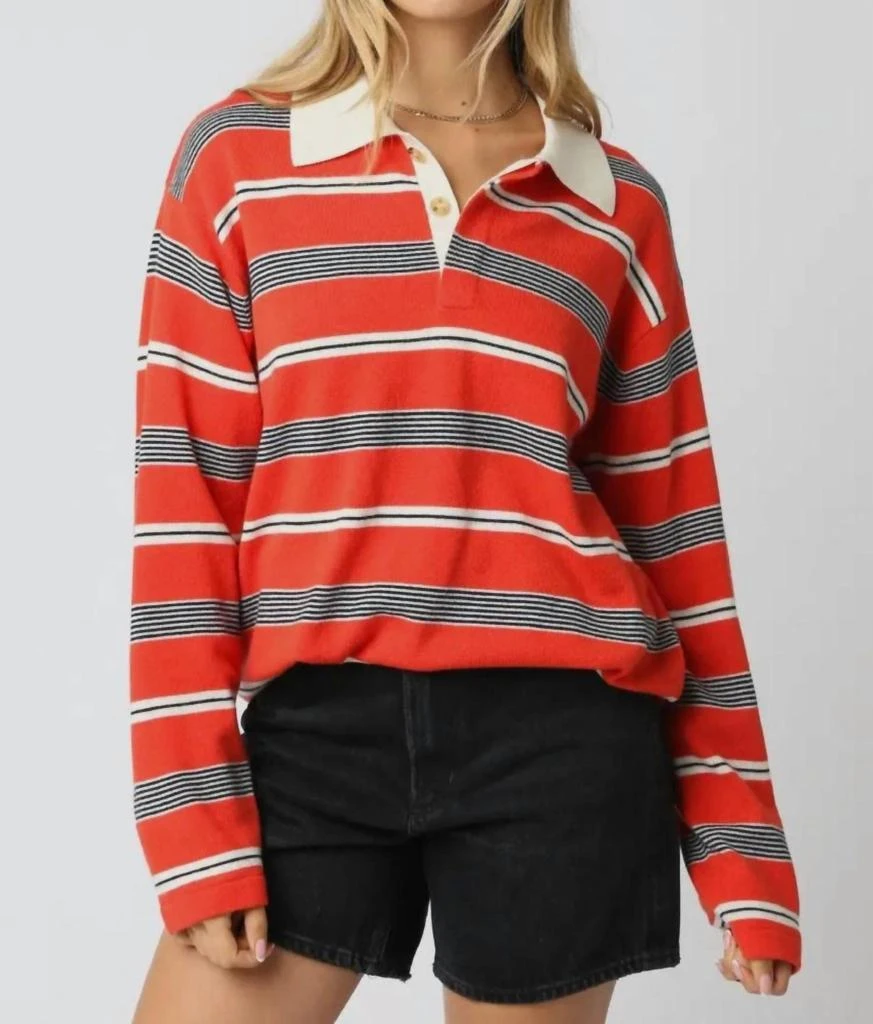 Azalea Romy Relaxed Drape Polo In Cherry