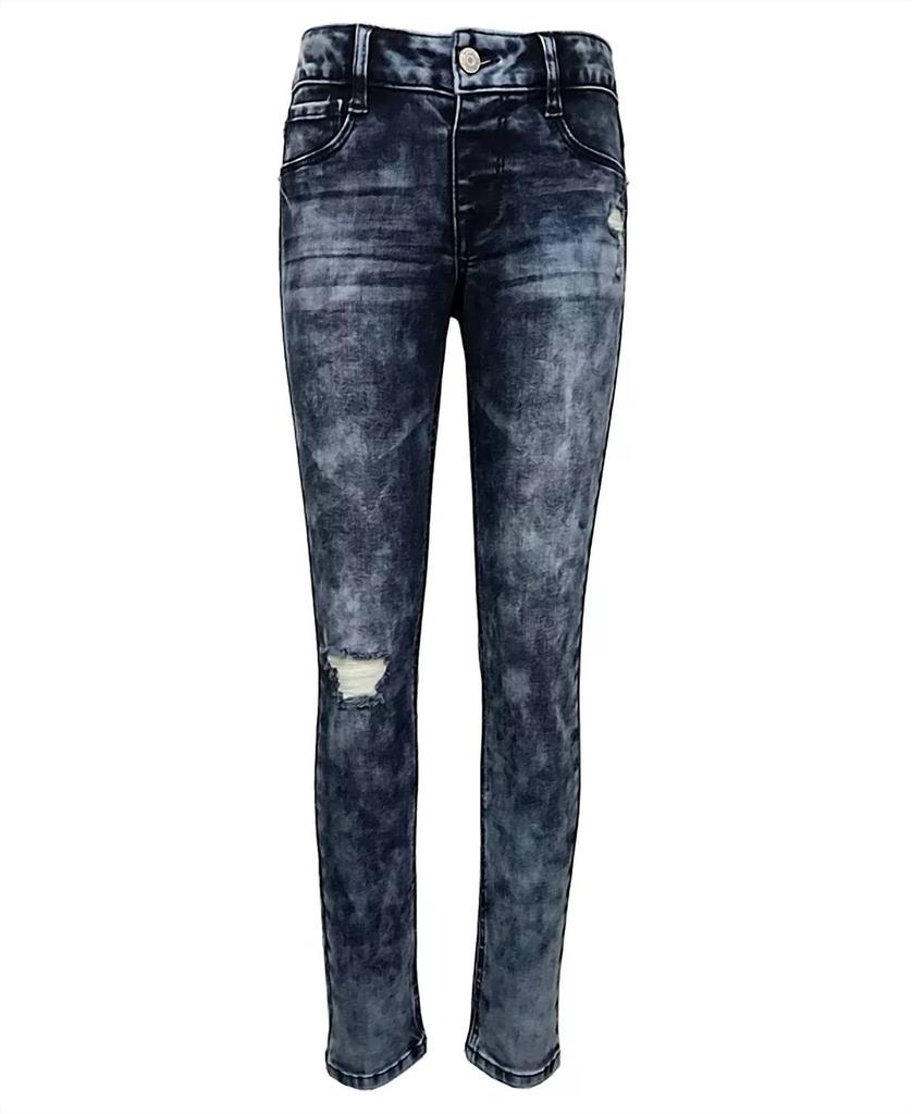 Imperial Star Big Girls Pull On Destructed Skinny Jeans In Dark Blue