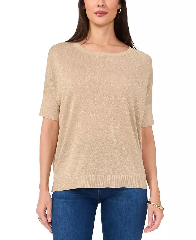 Vince Camuto Women's Metallic Crewneck 3/4-Sleeve Sweater 1