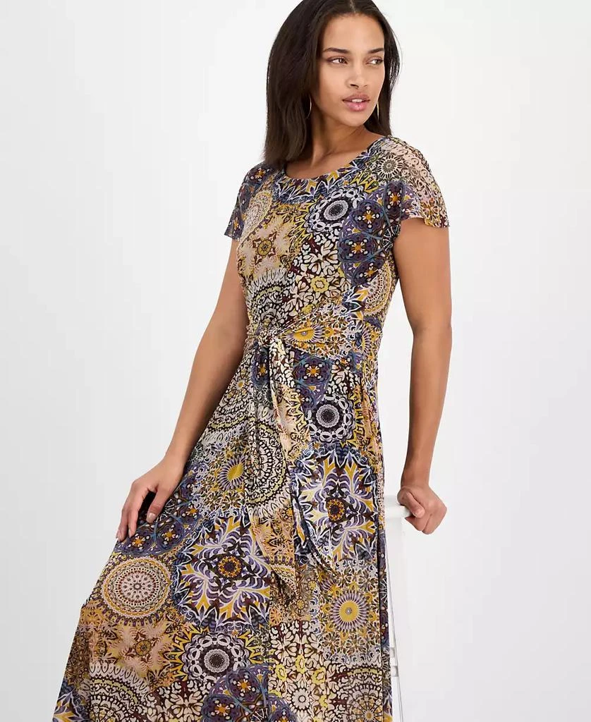 Robbie Bee Petite Printed Tie-Waist Midi Dress 4