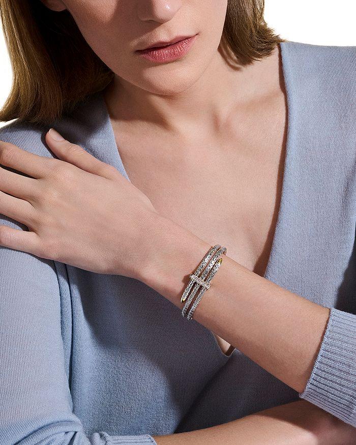John Hardy Sterling Silver & 14K Yellow Gold Diamond Spear Triple Flex Cuff Bracelet
