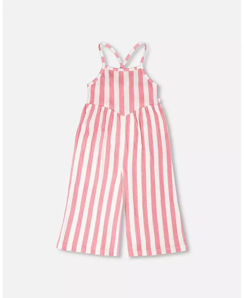 Deux par Deux Toddler Girls Crinkle Jersey Striped Jumpsuit