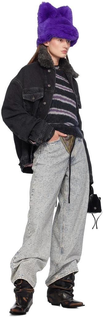 Acne Studios Gray & Purple Striped Sweater 4