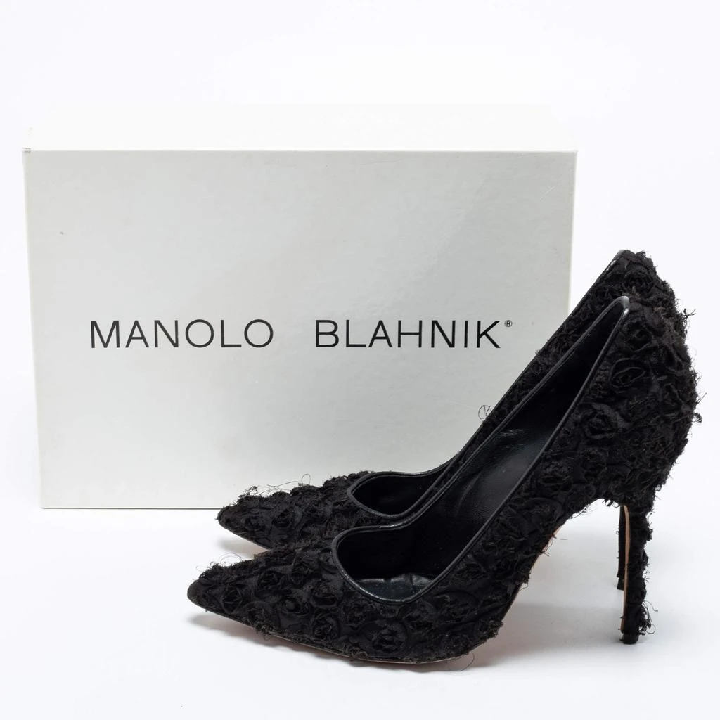 Manolo Blahnik Manolo Blahnik Black Floral Fabric Pointed Toe Pumps Size 39 9