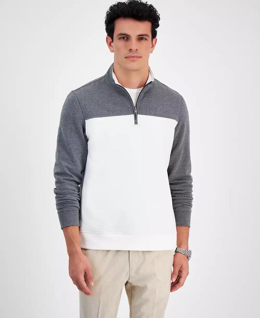 Club Room Men's Colorblocked Quarter-Zip Fleece Sweater, Created for Macy's