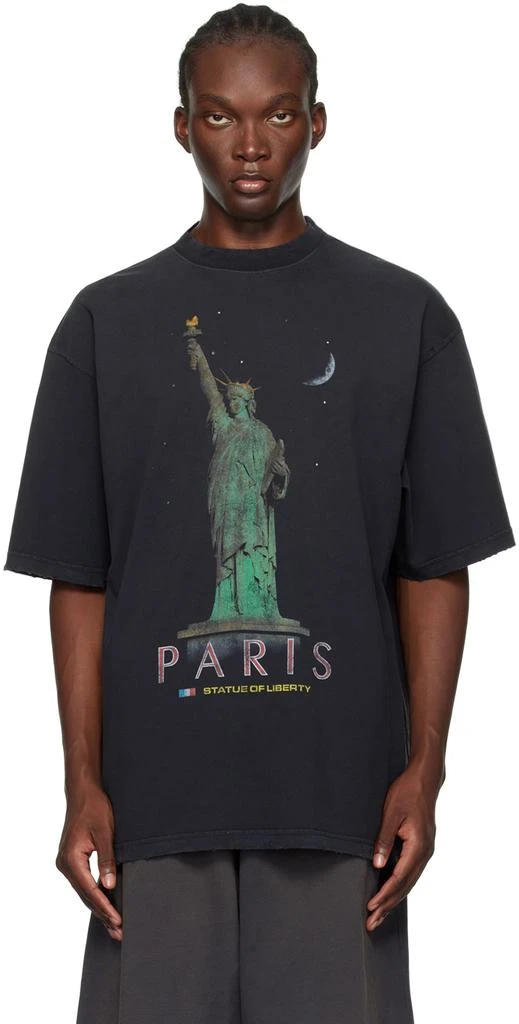 Balenciaga Black 'Paris Liberty' T-Shirt 1