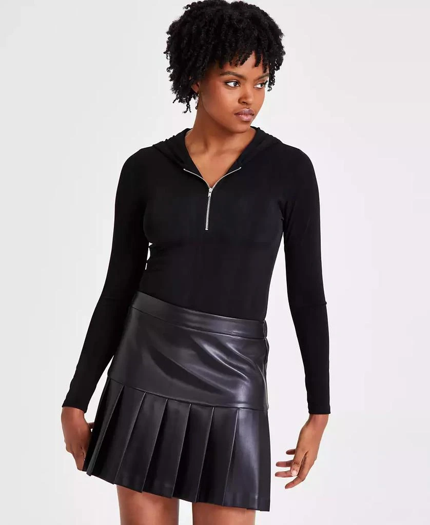 Bar III Women's Zip-Front Hoodie Bodysuit, Created for Macy's 3