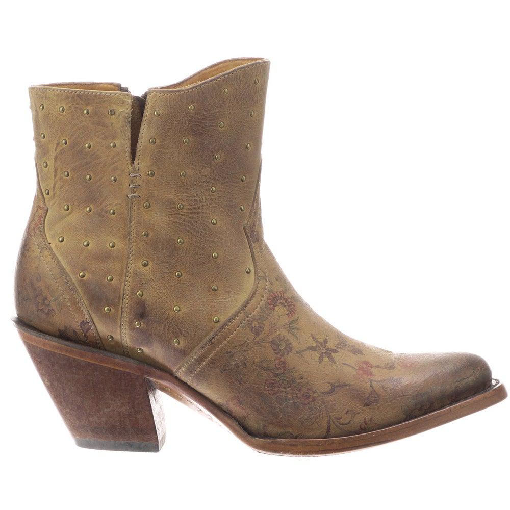 Lucchese Harley Cowhide Studded Round Toe Cowboy Booties