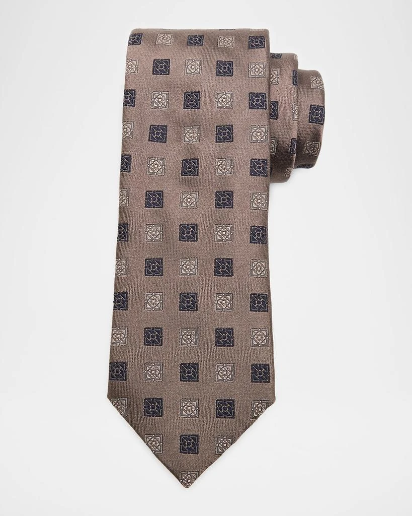 Brunello Cucinelli Men
s Medallion Silk and Cotton Tie