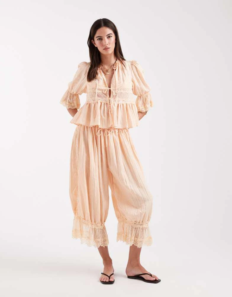 Free People Free People forever young bloomer trouser in peach co-ord