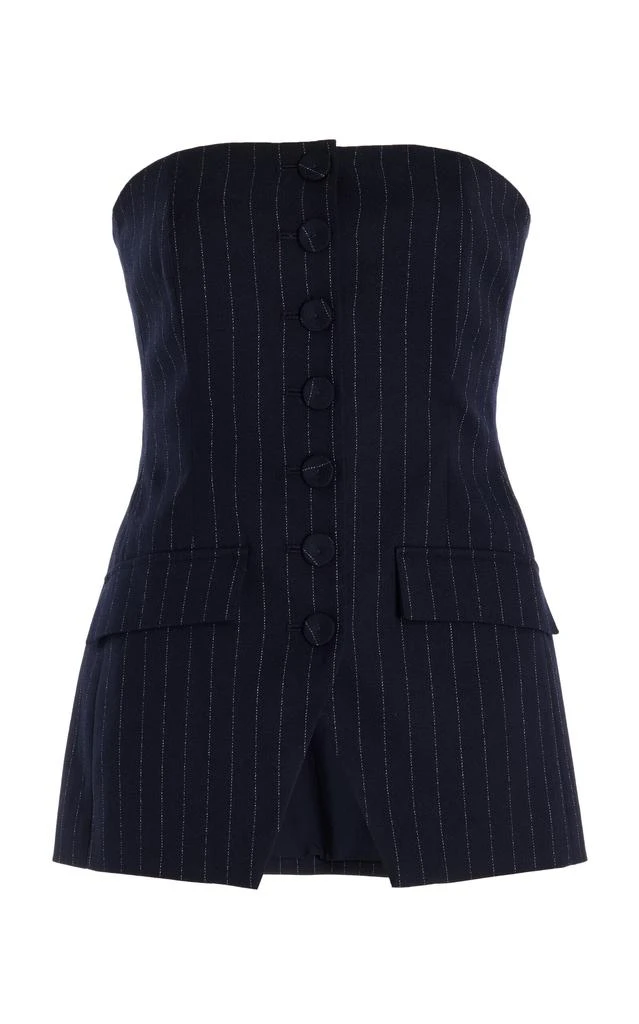 Favorite Daughter Favorite Daughter - The Phoebe Pinstroped Bustier Top - Navy - US 12 - Moda Operandi 1