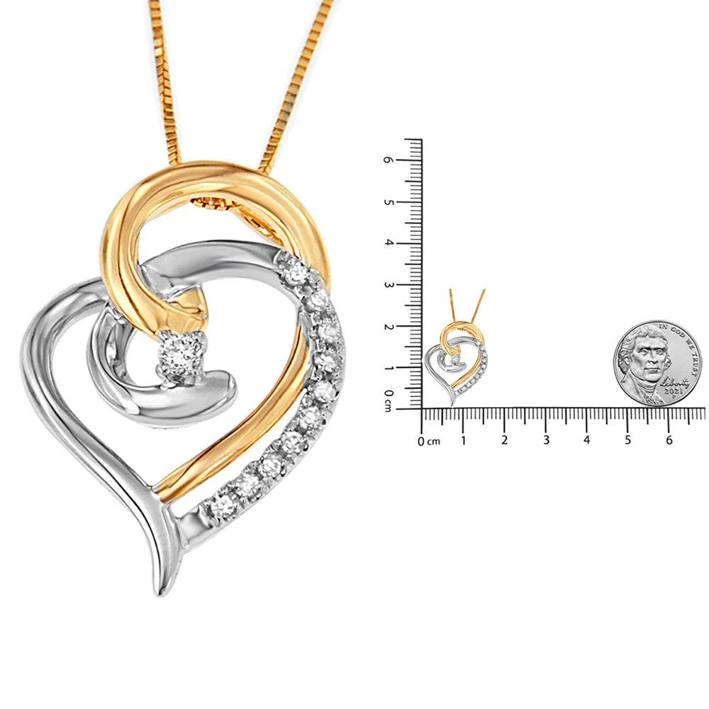 Haus of Brilliance 10K Yellow and White Gold Diamond Accent Open Double Heart Spiral Curl 18" Pendant Necklace 5