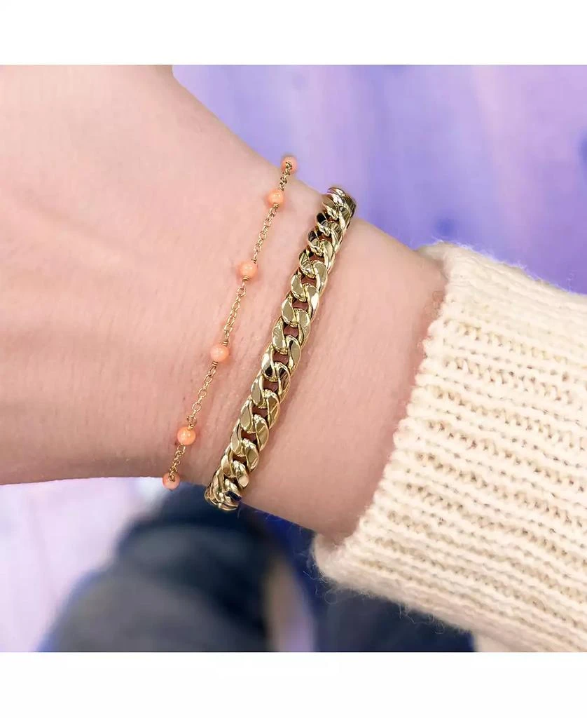 The Lovery Pink Coral Bead Chain Bracelet 14K Gold 2