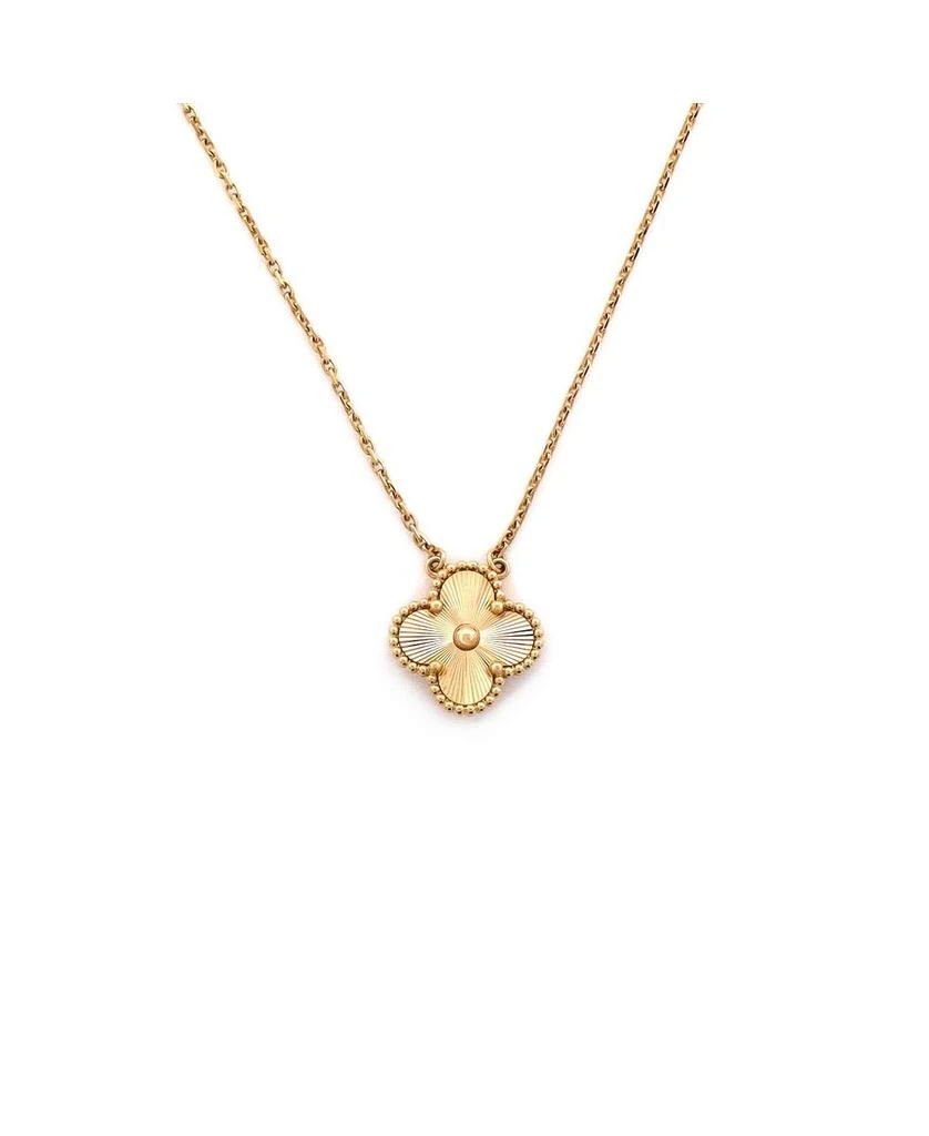 Pre-Owned Van Cleef 
Arpels Vintage-Like Alhambra Pendant Necklace Guilloche 18K Gold, 16.5" 1