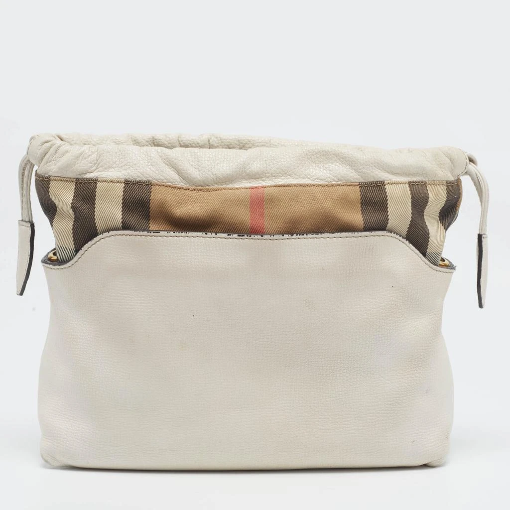 Burberry Burberry White/Beige Leather and House Check Canvas Little Crush Crossbody Bag 4