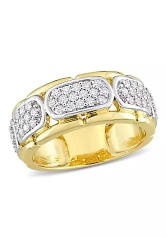 Belk & Co. Co. Lab Created Moissanite Station Mens Ring In 2 Tone Sterling Silver With Yellow Gold Plating 1