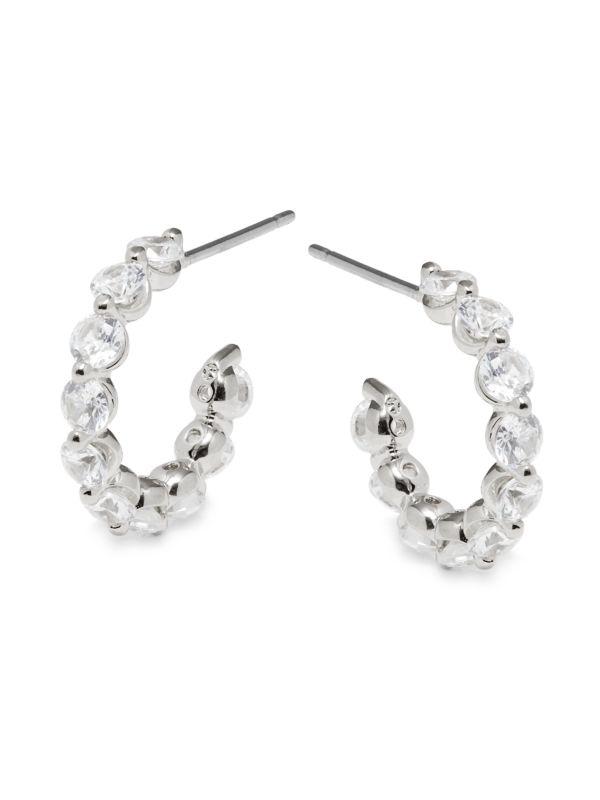 Nadri ​Bare Rhodium-Plated Cubic Zirconia Small Hoop Earrings