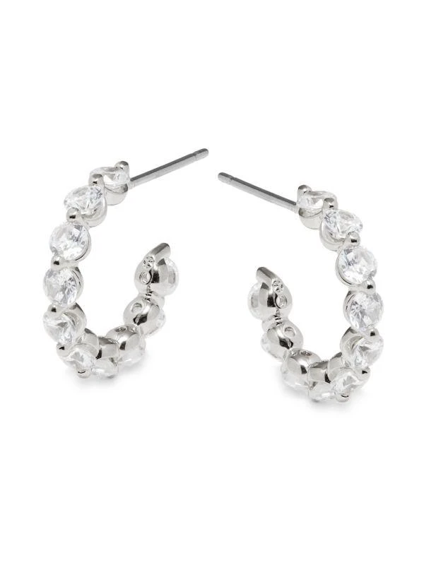 Nadri ​Bare Rhodium-Plated Cubic Zirconia Small Hoop Earrings 1