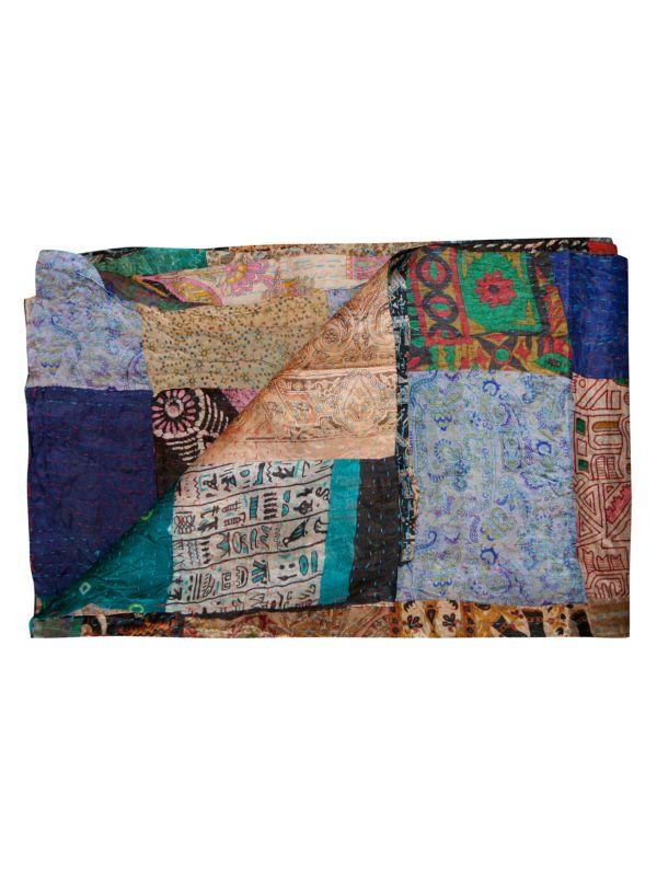 TAJ HOTEL Kantha Silk Patchwork Throw