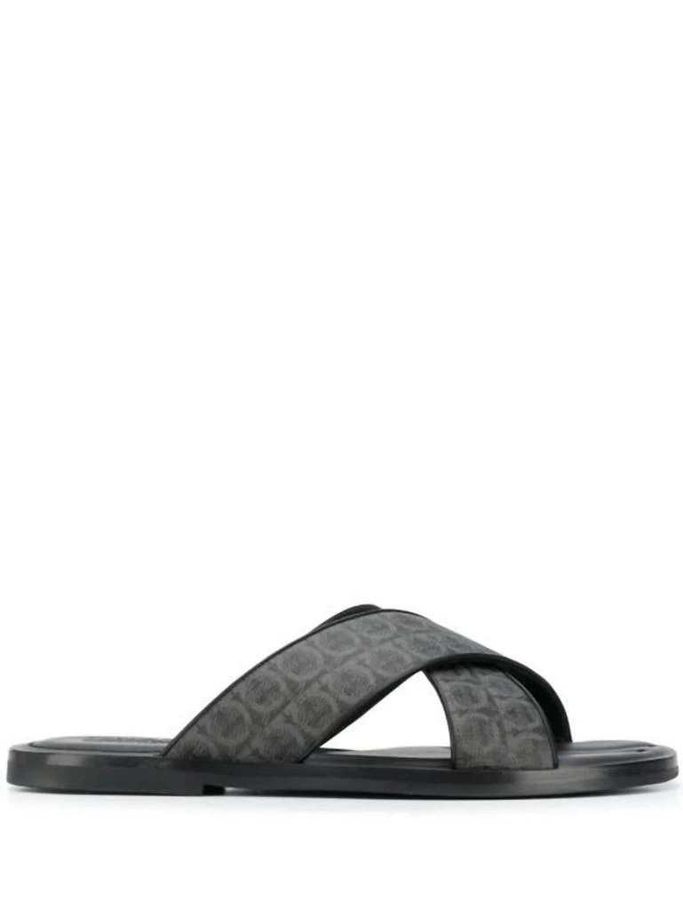 Salvatore Ferragamo Men’S Sion Gancini Sandals In Grey/black