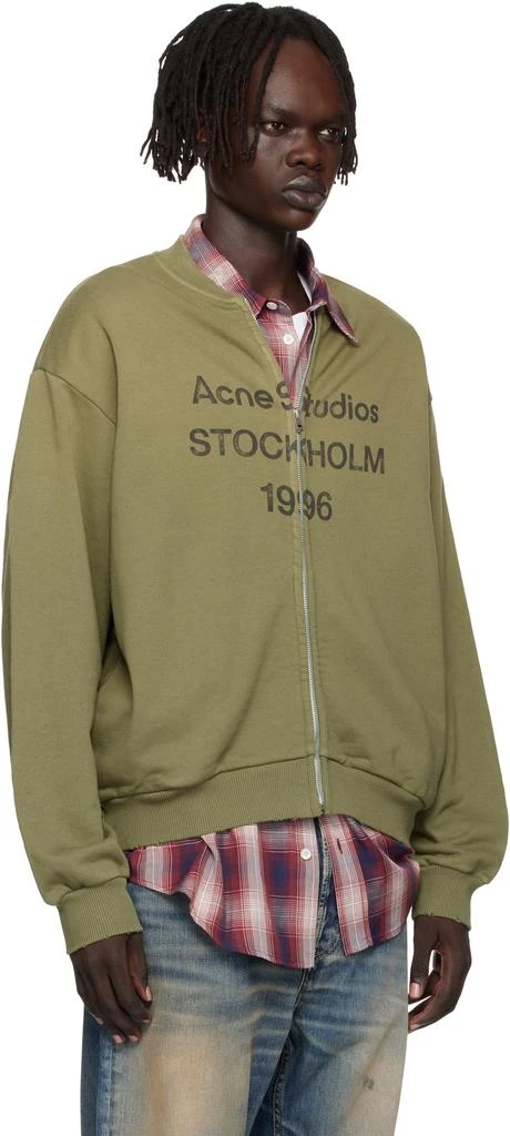 Acne Studios Green Zip-Up Cardigan 2
