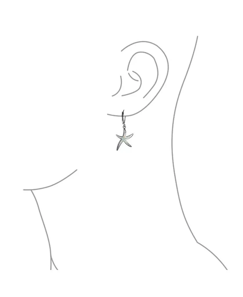Bling Jewelry Nautical Aquatic Tropical Beach Vacation Iridescent Created Opal Inlay Starfish Dangle Drop Lever back Earrings Sterling Silver 3