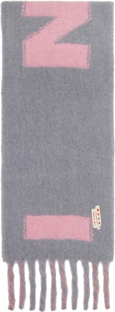 Marni Pink & Gray Striped Alpaca Scarf