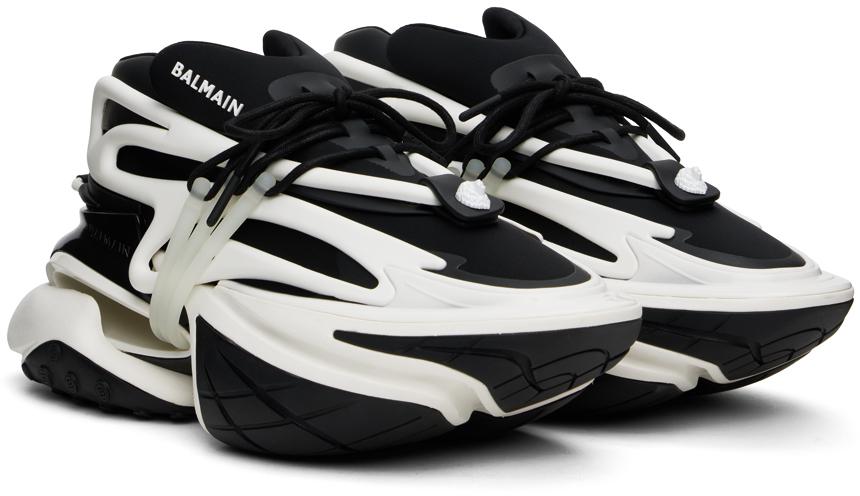 Balmain Black & White Leather Unicorn Low-Top Sneakers