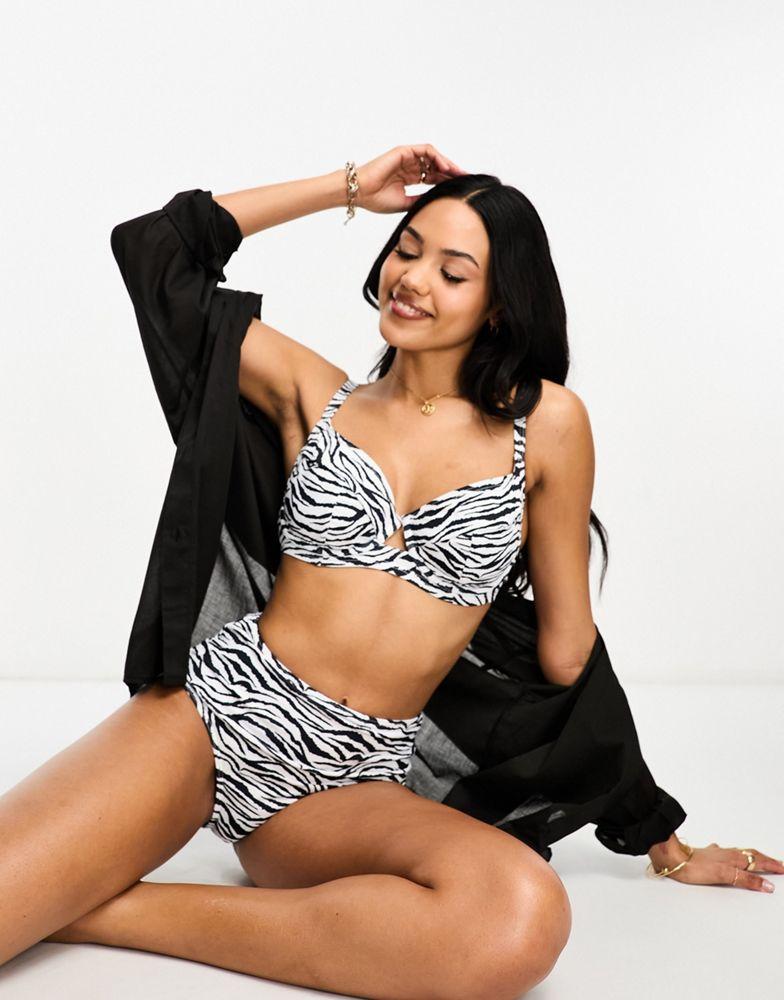 Wolf & Whistle Wolf & Whistle Exclusive Fuller Bust mix & match high waist bikini bottom in zebra print