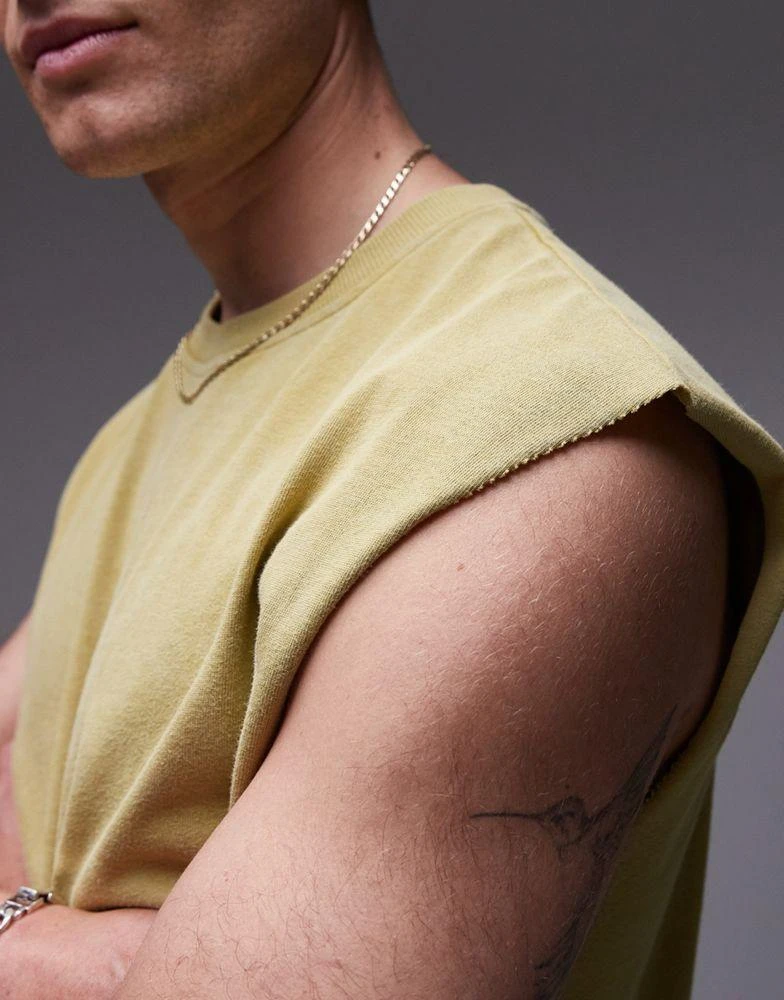 Topman Topman oversized fit sleeveless t-shirt in washed yellow 3