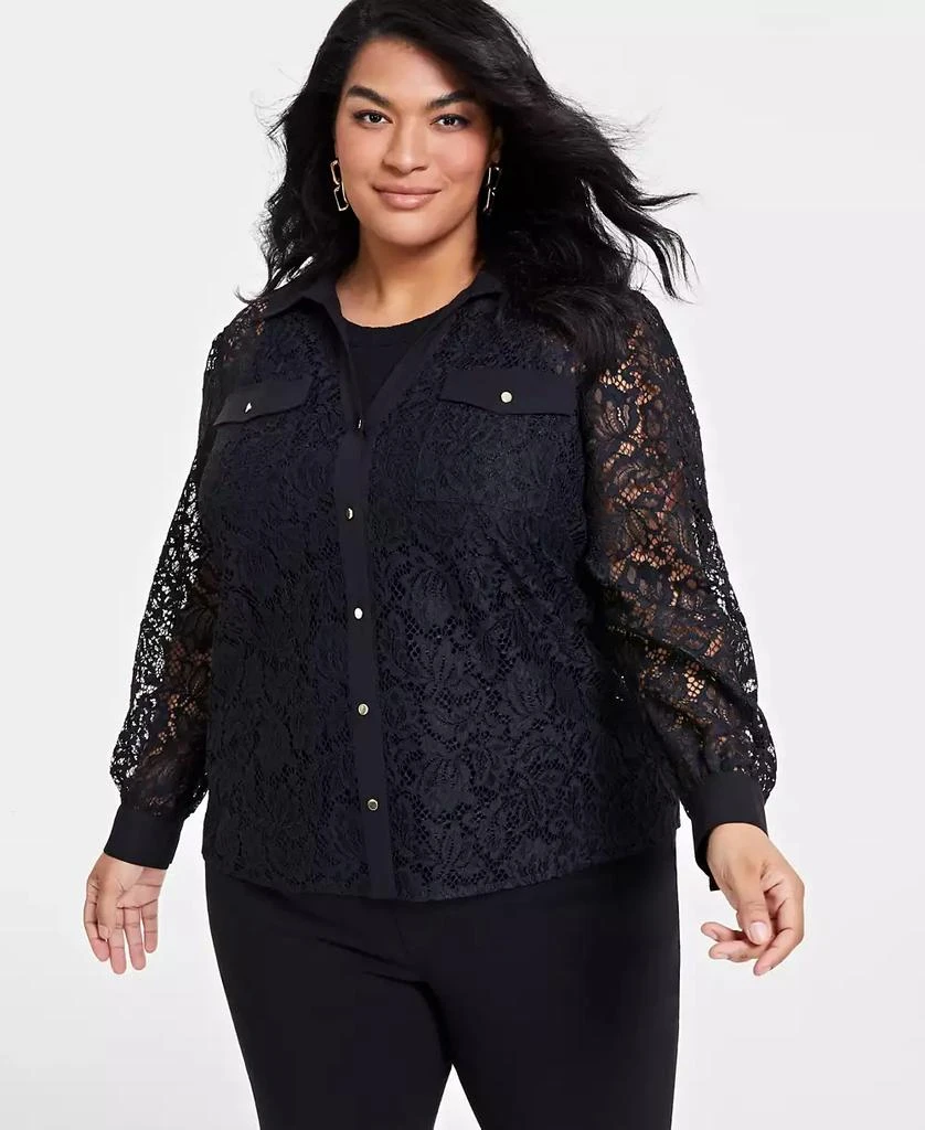 INC International Plus Size Lace Blouse, Created for Macy's 1