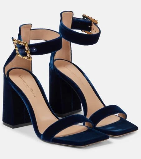 Gianvito Rossi Wondy embellished velvet sandals 1