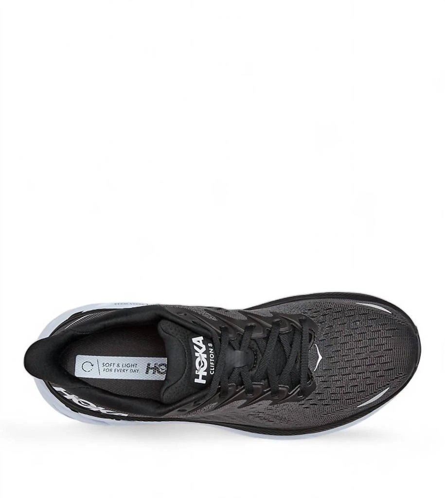Hoka One One Men's Clifton 8 Running Shoes In Black/white 4