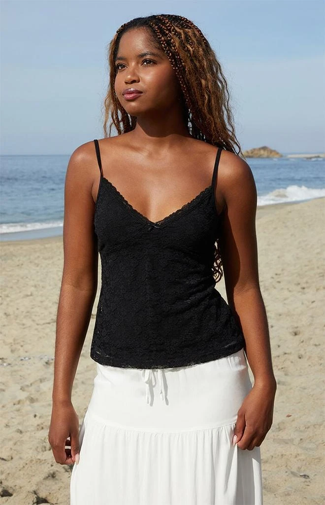 John Galt Black Amara Lace Tank Top 1