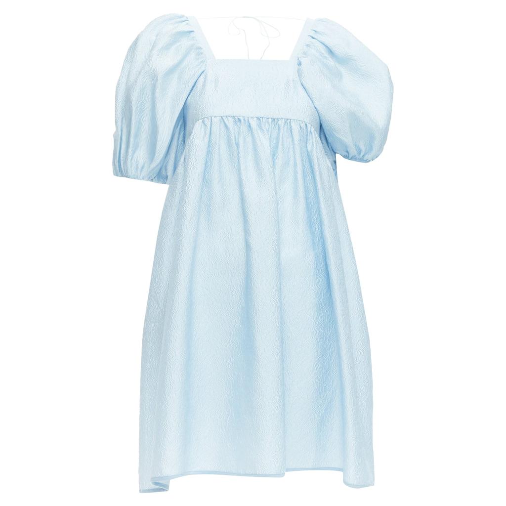 CECILIE BAHNSEN silk blend rose silk jacquard puff babydoll dress