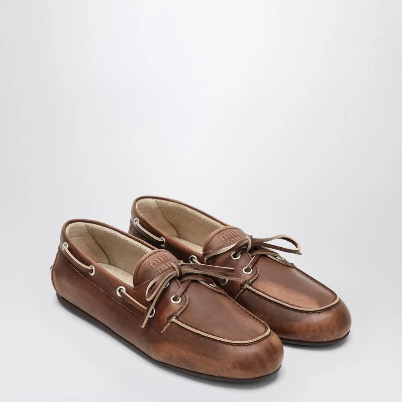 Miu Miu Burnt brown moccasin in vintage effect leather 2