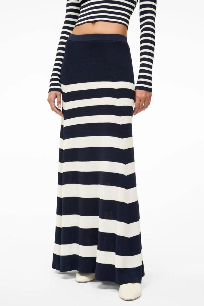 Staud Swirling Striped Maxi Skirt In Navy/white 1