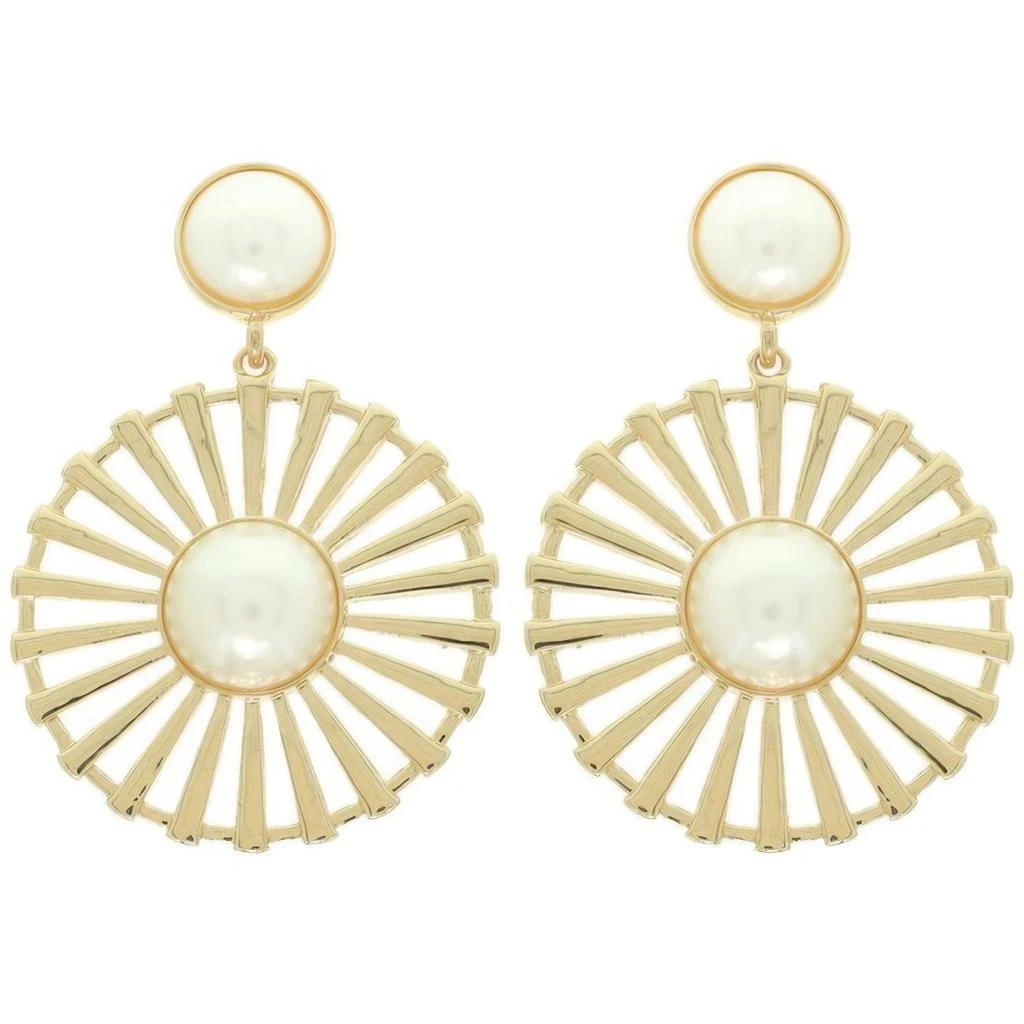 TRUEDAMES Radial Pattern Floral Pearl Earrings 2
