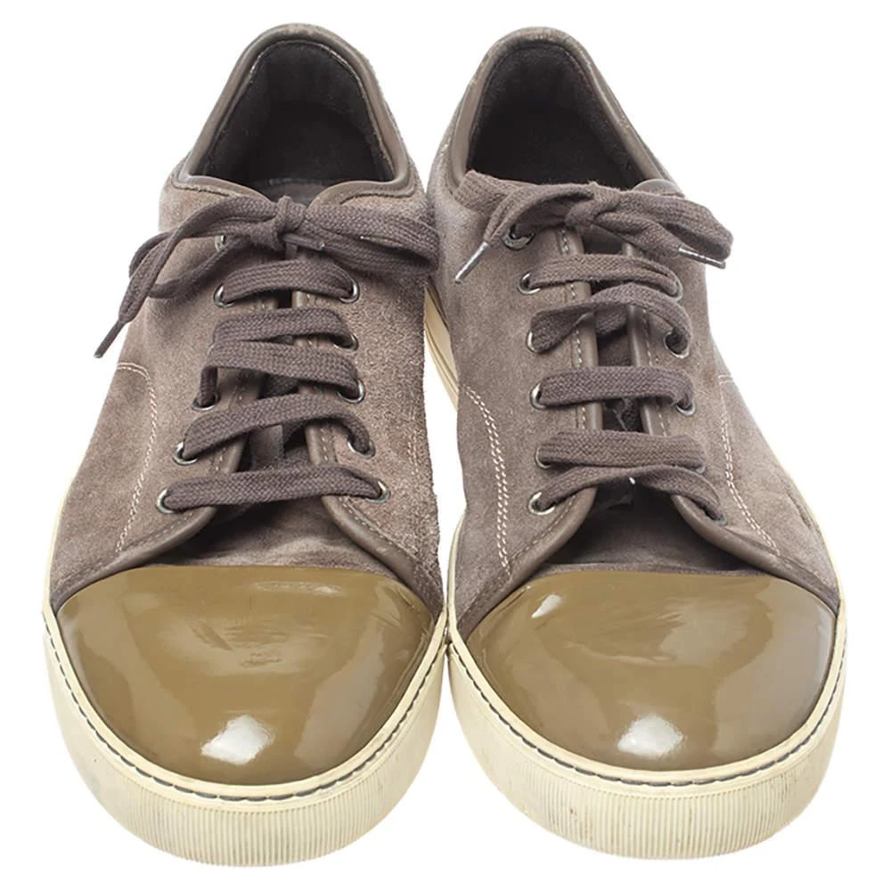 Lanvin Lanvin Brown/Green Patent And Suede Leather Low Top Sneakers Size 43 3