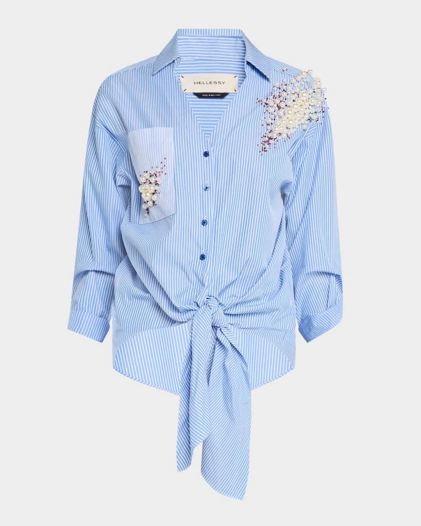 Hellessy Tina Beaded Tie-Front Button-Down Shirt 1