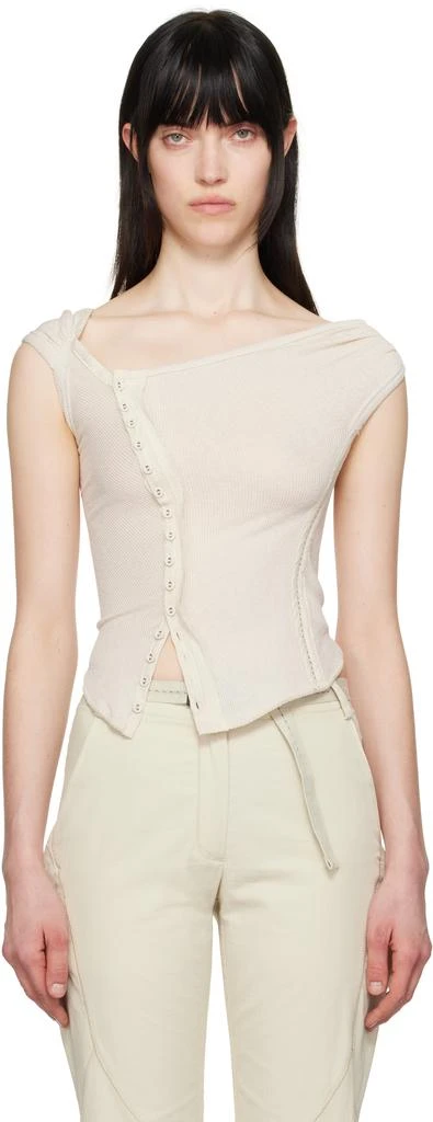 Hyein Seo SSENSE Exclusive Beige Cross Stitch Top 1