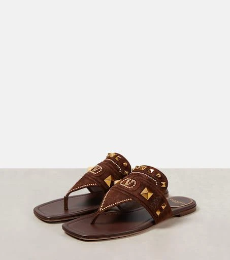 Valentino Plaster Caster studded suede thong sandals 4