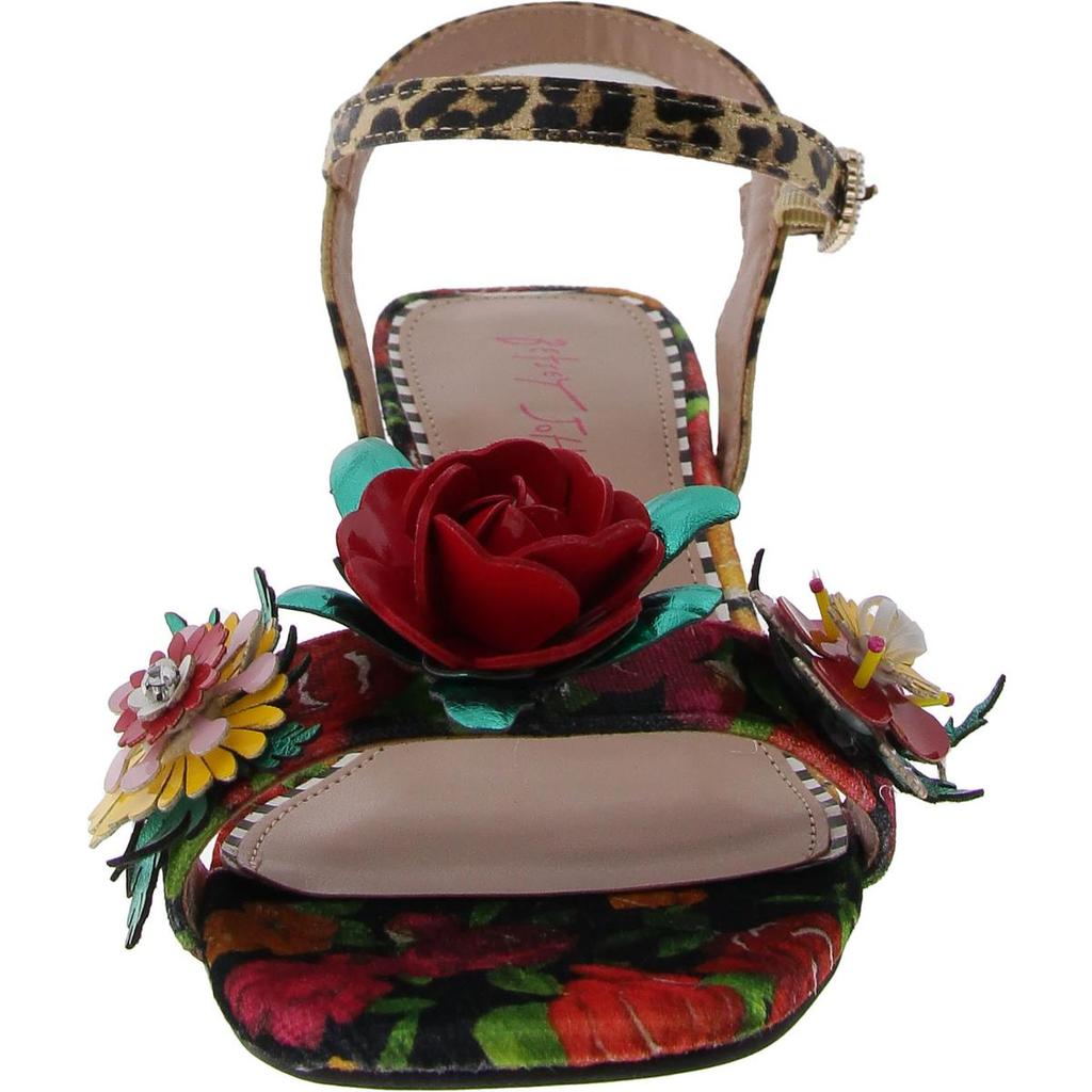 Betsey Johnson Charrly Womens Floral Embellished Slingback Sandals