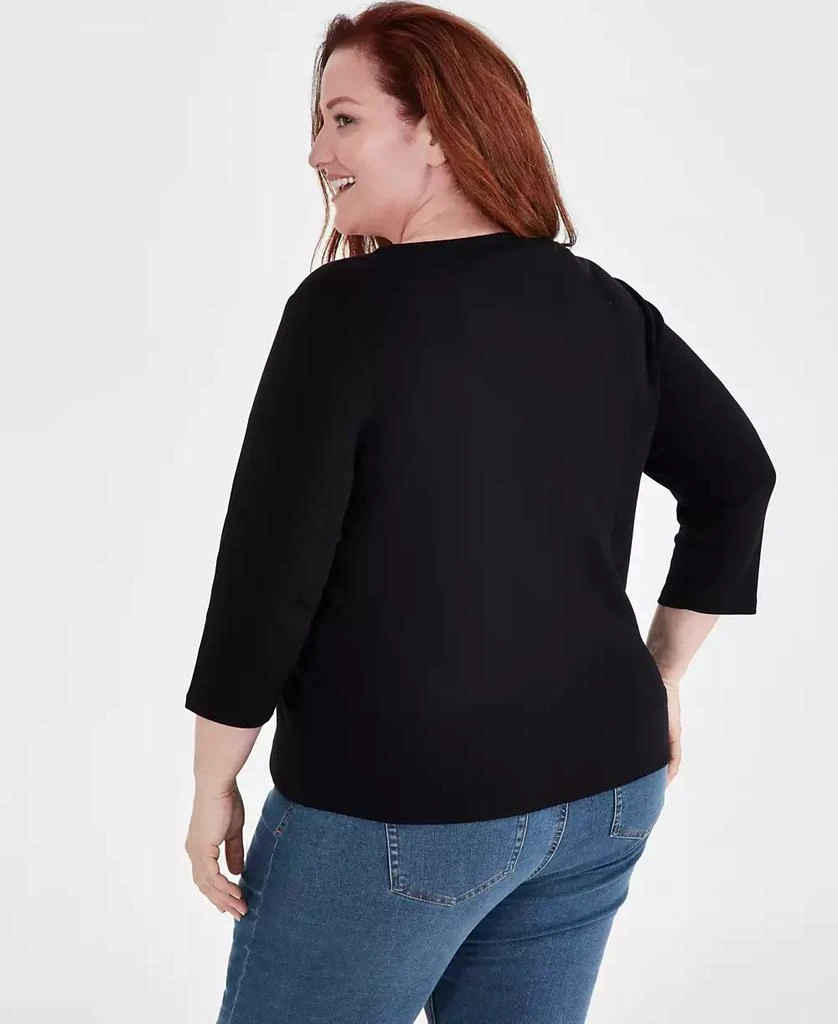 Style & Co Women's Cotton 3/4-Sleeve Henley Tee, Created for Macy's 4